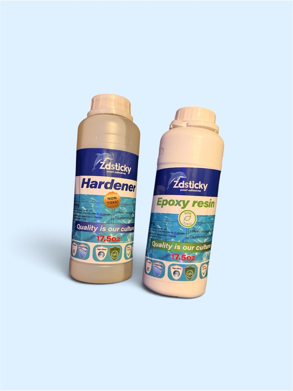 Epoxy Resin & Hardener Kit - White and Cream Bottles